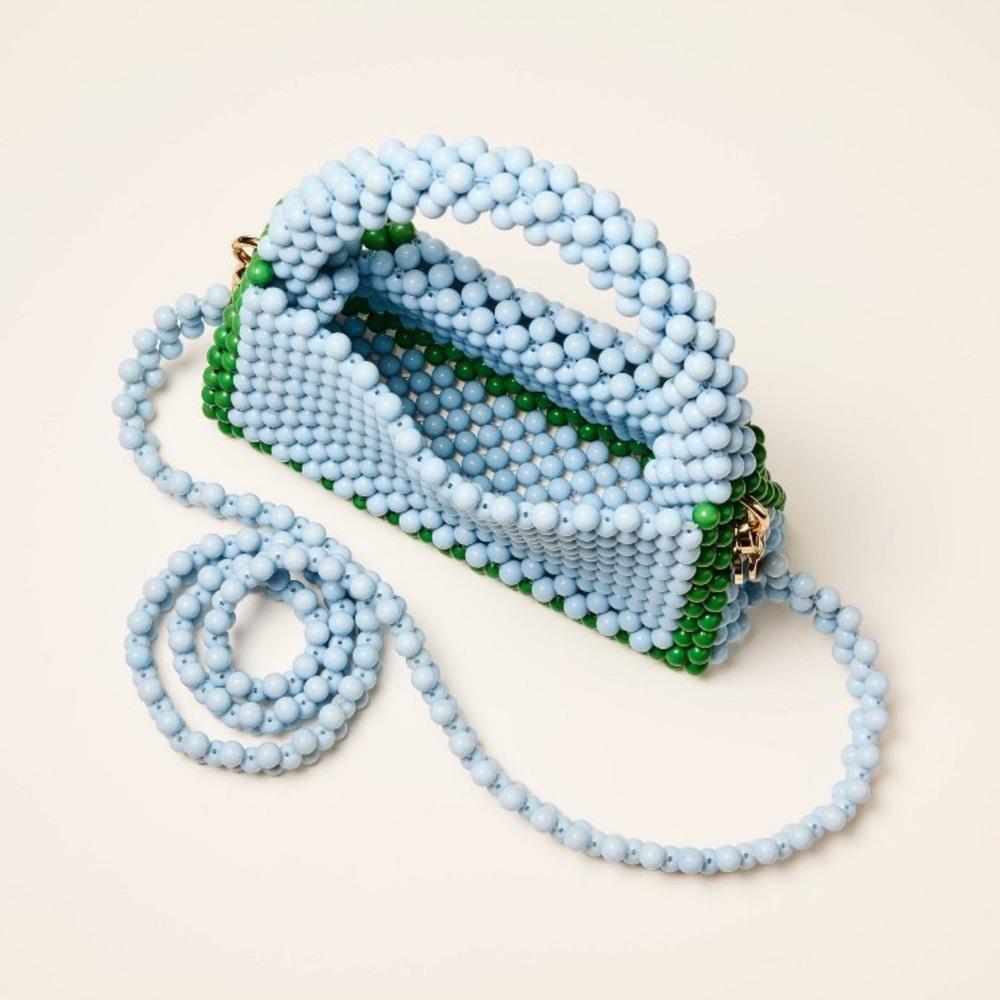Kate Spade x Target NWT Blue and Green Colorblock Beaded Crossbody Bag - Picture 3 of 10